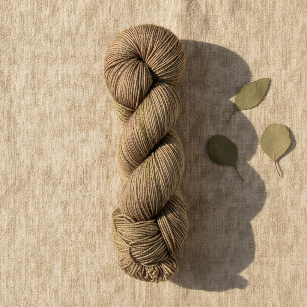 Eucalyptus-Dyed Sock Yarn — 'Bark After Rain'